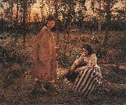 Bela Ivanyi-Grunwald Shepherd and Peasant Woman Sweden oil painting artist
